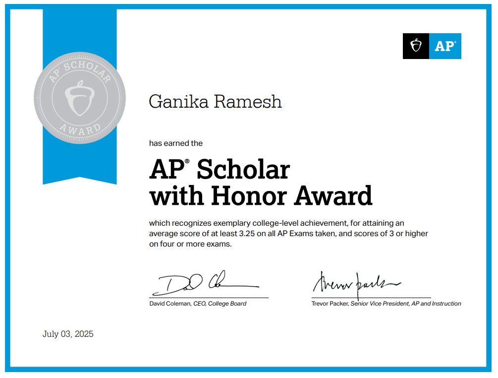 AP Scholar certificate