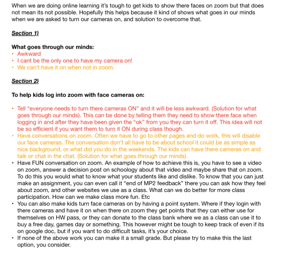 Teacher feedback on camera-use resource