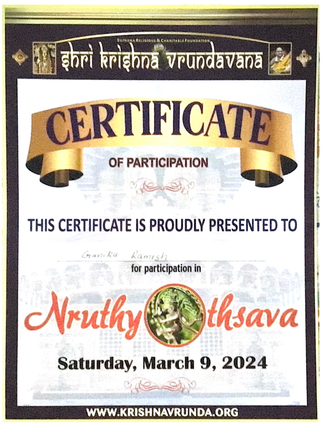 Dance Mentor certificate