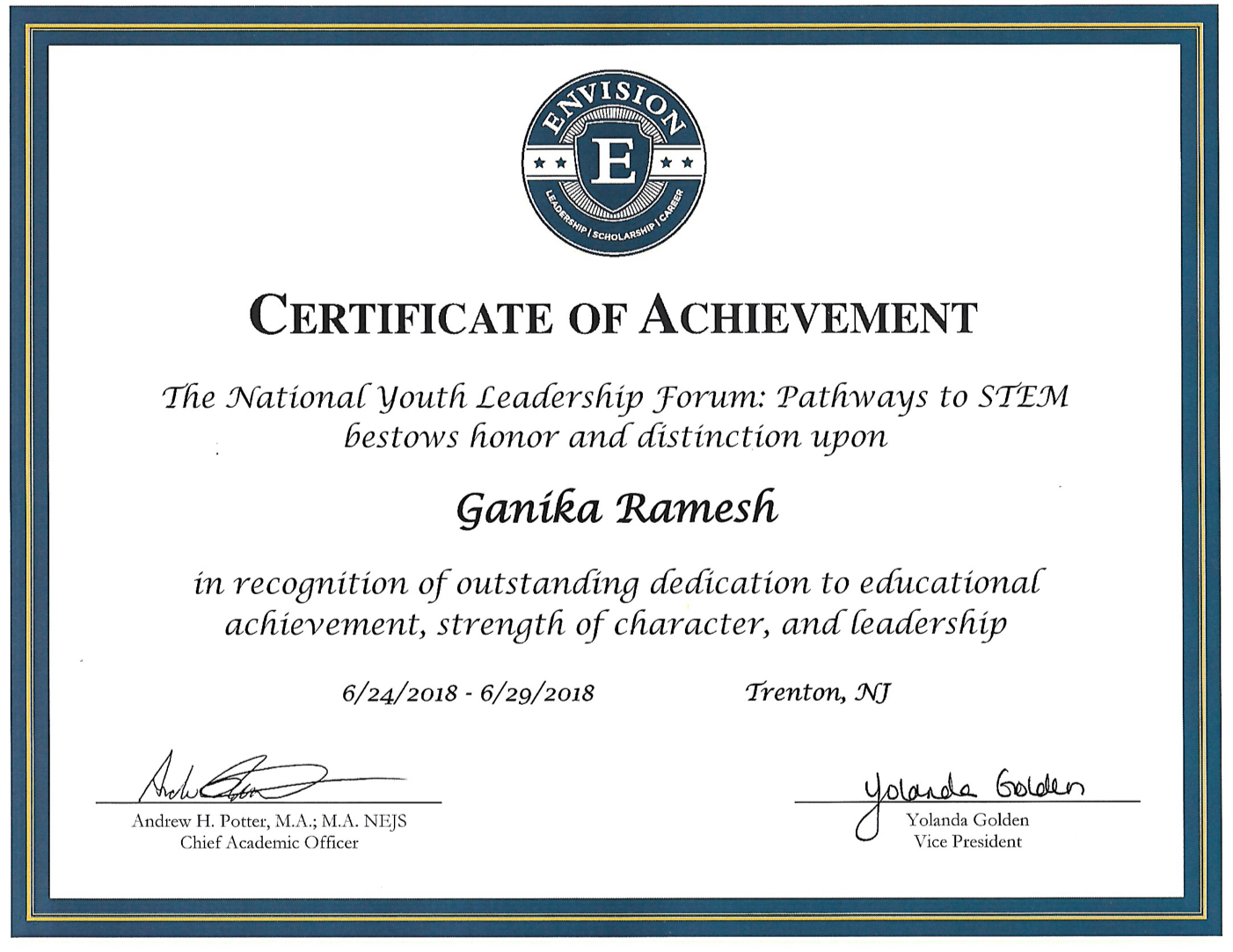 Envision certificate